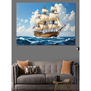 Rüzgarlı Yelkenli Gemi Dekoratif Kanvas - Mdf Ahşap Tablo 35x50 cm