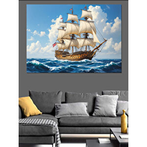Rüzgarlı Yelkenli Gemi Dekoratif Kanvas - Mdf Ahşap Tablo