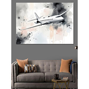 Havada Uçan Uçak Dekoratif Kanvas - Mdf Ahşap Tablo 50x70 cm