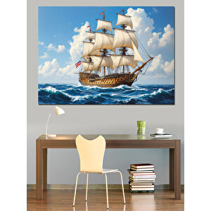 Rüzgarlı Yelkenli Gemi Dekoratif Kanvas - Mdf Ahşap Tablo 50x70 cm
