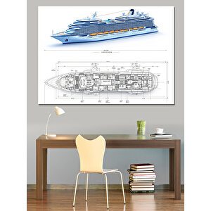 Modern Yolcu Gemisi Çizimi Dekoratif Kanvas - Mdf Ahşap Tablo 70x100 cm