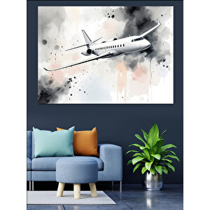 Havada Uçan Uçak Dekoratif Kanvas - Mdf Ahşap Tablo 70x100 cm