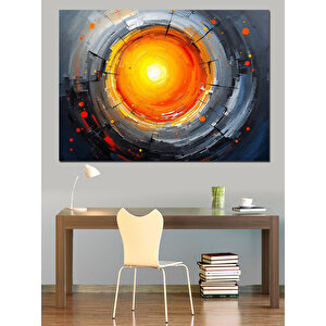 Ateşli Güneş Soyut Sanat Dekoratif Kanvas - Mdf Ahşap Tablo 100x140 cm