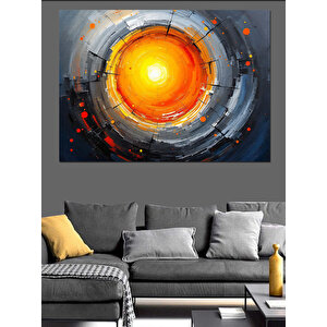Ateşli Güneş Soyut Sanat Dekoratif Kanvas - Mdf Ahşap Tablo 100x140 cm