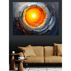 Ateşli Güneş Soyut Sanat Dekoratif Kanvas - Mdf Ahşap Tablo 100x140 cm