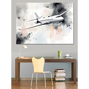 Havada Uçan Uçak Dekoratif Kanvas - Mdf Ahşap Tablo 25x35 cm