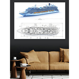 Modern Yolcu Gemisi Çizimi Dekoratif Kanvas - Mdf Ahşap Tablo 100x140 cm