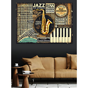 Caz Ve Piyano Dekoratif Kanvas - Mdf Ahşap Tablo 50x70 cm