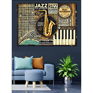 Caz Ve Piyano Dekoratif Kanvas - Mdf Ahşap Tablo 50x70 cm