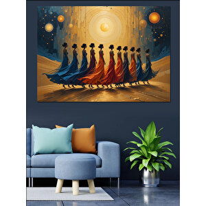 Güneş Altında Kadınlar Silüeti Dekoratif Kanvas - Mdf Ahşap Tablo 100x140 cm