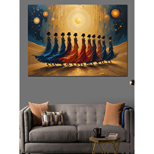 Güneş Altında Kadınlar Silüeti Dekoratif Kanvas - Mdf Ahşap Tablo 100x140 cm