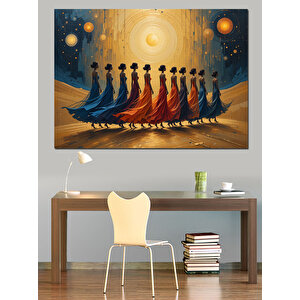 Güneş Altında Kadınlar Silüeti Dekoratif Kanvas - Mdf Ahşap Tablo 35x50 cm