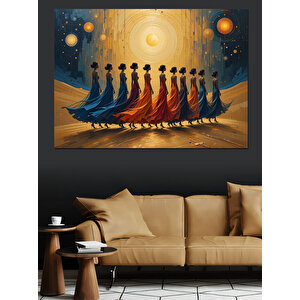 Güneş Altında Kadınlar Silüeti Dekoratif Kanvas - Mdf Ahşap Tablo