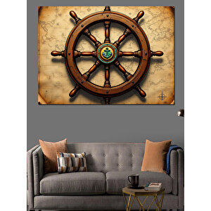 Eski Gemi Dümeni Dekoratif Kanvas - Mdf Ahşap Tablo 35x50 cm