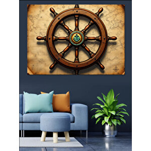 Eski Gemi Dümeni Dekoratif Kanvas - Mdf Ahşap Tablo