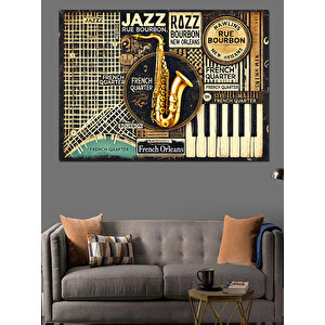 Caz Ve Piyano Dekoratif Kanvas - Mdf Ahşap Tablo 35x50 cm