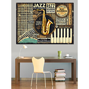 Caz Ve Piyano Dekoratif Kanvas - Mdf Ahşap Tablo
