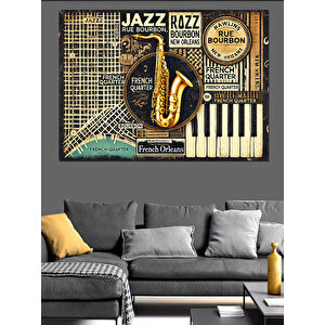 Caz Ve Piyano Dekoratif Kanvas - Mdf Ahşap Tablo