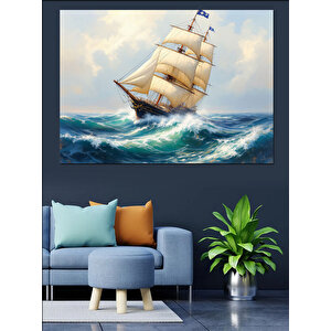 Yelken Açan Tarihi Gemi Dekoratif Kanvas - Mdf Ahşap Tablo 25x35 cm