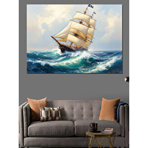 Yelken Açan Tarihi Gemi Dekoratif Kanvas - Mdf Ahşap Tablo 70x100 cm