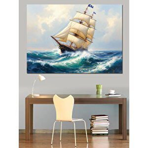 Yelken Açan Tarihi Gemi Dekoratif Kanvas - Mdf Ahşap Tablo 70x100 cm