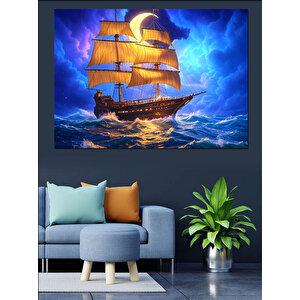 Fırtınada Yelken Açan Gemi Dekoratif Kanvas - Mdf Ahşap Tablo