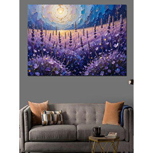 Güneşli Lavanta Tarlası Manzarası Dekoratif Kanvas - Mdf Ahşap Tablo 100x140 cm