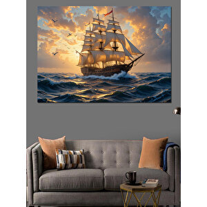 Denizde Yelkenli Gemi Dekoratif Kanvas - Mdf Ahşap Tablo