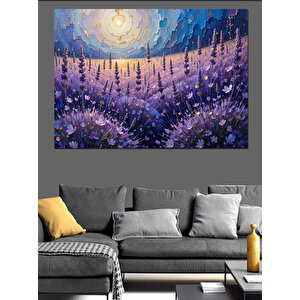 Güneşli Lavanta Tarlası Manzarası Dekoratif Kanvas - Mdf Ahşap Tablo