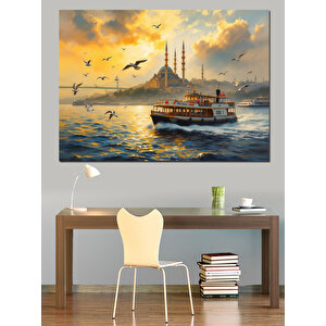 Martılar Ve Eski Yolcu Gemisi Dekoratif Kanvas - Mdf Ahşap Tablo