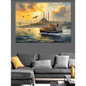 Martılar Ve Eski Yolcu Gemisi Dekoratif Kanvas - Mdf Ahşap Tablo