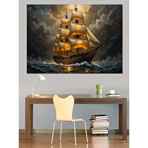 Fırtınada Yelkenli Gemi Dekoratif Kanvas - Mdf Ahşap Tablo