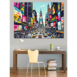 Kalabalık Şehir Trafiği Dekoratif Kanvas - Mdf Ahşap Tablo