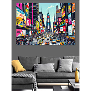 Kalabalık Şehir Trafiği Dekoratif Kanvas - Mdf Ahşap Tablo