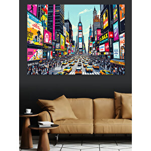 Kalabalık Şehir Trafiği Dekoratif Kanvas - Mdf Ahşap Tablo 25x35 cm