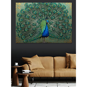Görkemli Tavuskuşu Kuyruğu Dekoratif Kanvas - Mdf Ahşap Tablo 100x140 cm