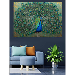 Görkemli Tavuskuşu Kuyruğu Dekoratif Kanvas - Mdf Ahşap Tablo 100x140 cm