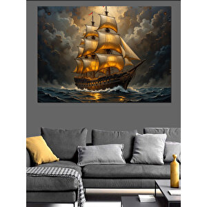 Fırtınada Yelkenli Gemi Dekoratif Kanvas - Mdf Ahşap Tablo