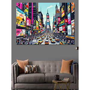Kalabalık Şehir Trafiği Dekoratif Kanvas - Mdf Ahşap Tablo 100x140 cm