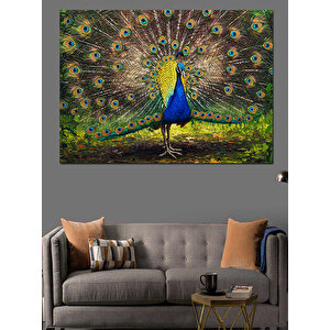 Tüylerini Açan Tavuskuşu Dekoratif Kanvas - Mdf Ahşap Tablo 70x100 cm