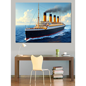 Titanik Gemisinin İllüstrasyonu Dekoratif Kanvas - Mdf Ahşap Tablo