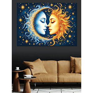 Güneş Ve Ayın Dansı Dekoratif Kanvas - Mdf Ahşap Tablo 50x70 cm