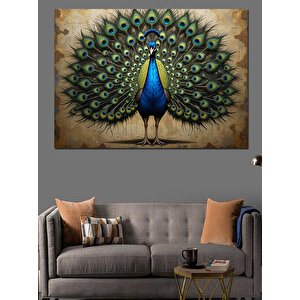Gösterişli Tavuskuşu Kuyruğu Dekoratif Kanvas - Mdf Ahşap Tablo