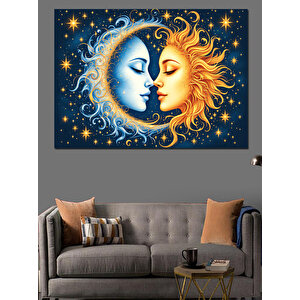 Güneş Ve Ayın Dansı Dekoratif Kanvas - Mdf Ahşap Tablo 25x35 cm