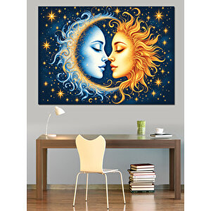 Güneş Ve Ayın Dansı Dekoratif Kanvas - Mdf Ahşap Tablo