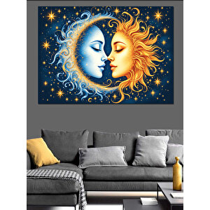 Güneş Ve Ayın Dansı Dekoratif Kanvas - Mdf Ahşap Tablo