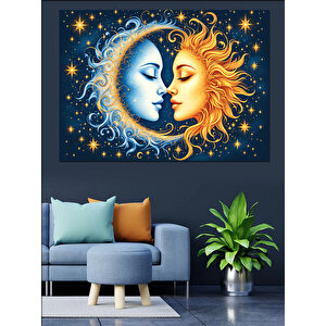 Güneş Ve Ayın Dansı Dekoratif Kanvas - Mdf Ahşap Tablo 70x100 cm