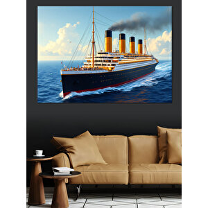 Titanik Gemisinin İllüstrasyonu Dekoratif Kanvas - Mdf Ahşap Tablo 100x140 cm