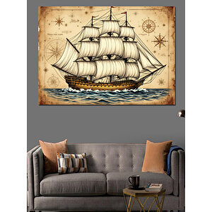 Tarihi Yelkenli Gemi Dekoratif Kanvas - Mdf Ahşap Tablo 35x50 cm