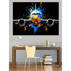 Uzayda Uçan Yolcu Uçağı Dekoratif Kanvas - Mdf Ahşap Tablo 25x35 cm
